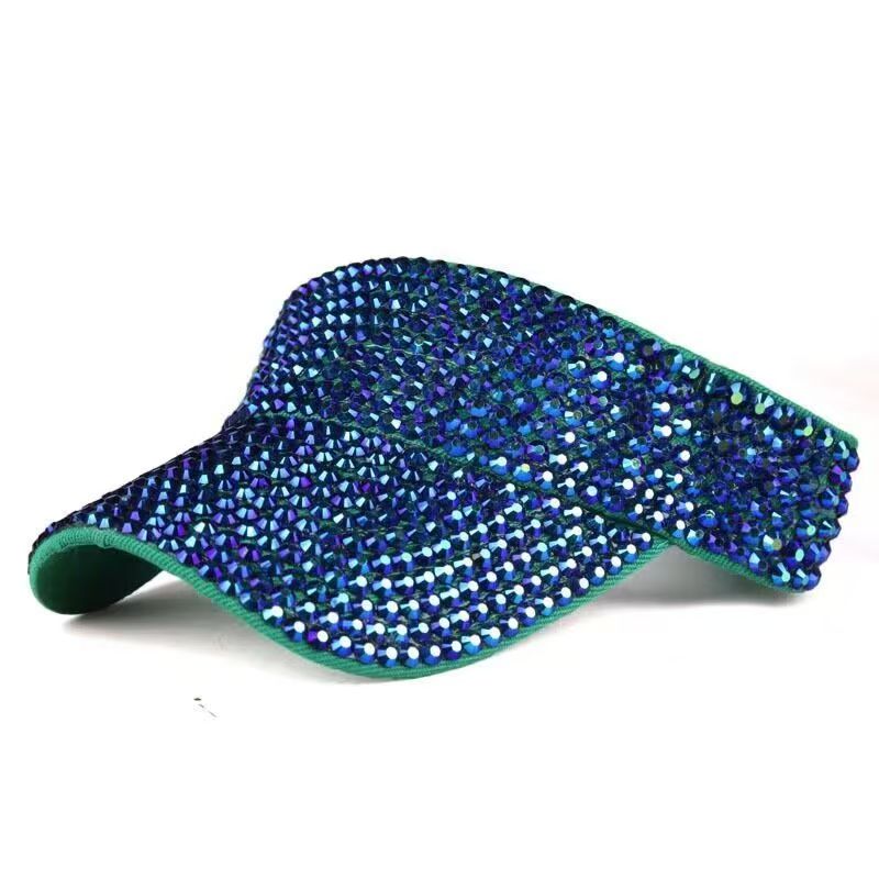 Rhinestones Sport Sun Visor Adjustable Summer Cap Visor Caps for Women navy(110)